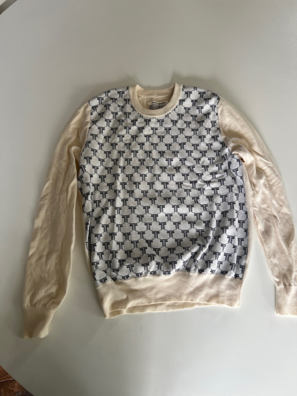 Tory Burch Classic Pattern Crewneck Sweater - Cream/Black